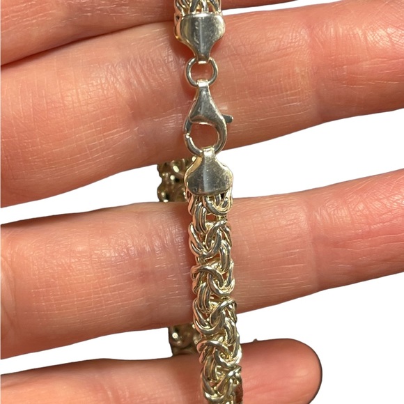 925 Sterling Silver Byzantine Link Bracelet 8” Inch Chain bracelet - Picture 5 of 9